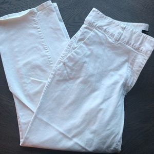 Ann Taylor White Cotton Stretch Cropped Pants